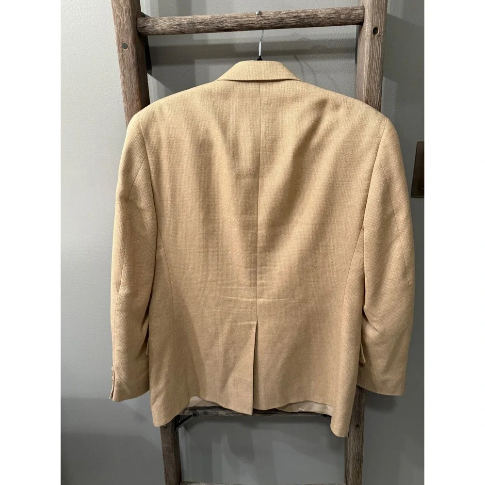 Brooks Brothers Mens Tan Beige Hopsack Two Button Blazer Sport Coat Jacket
